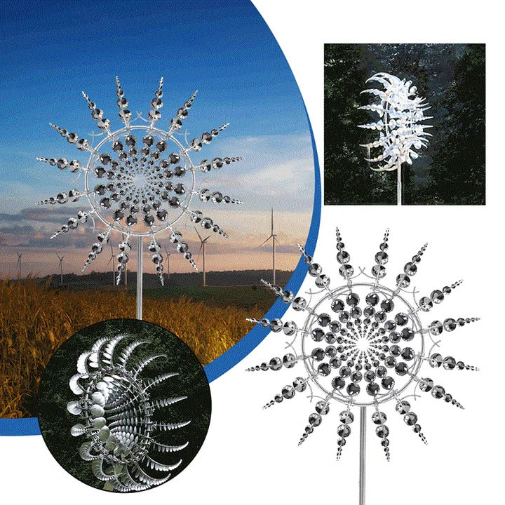 Outdoor Metal Garden Sculpture Kinetic Wind Spinner Large