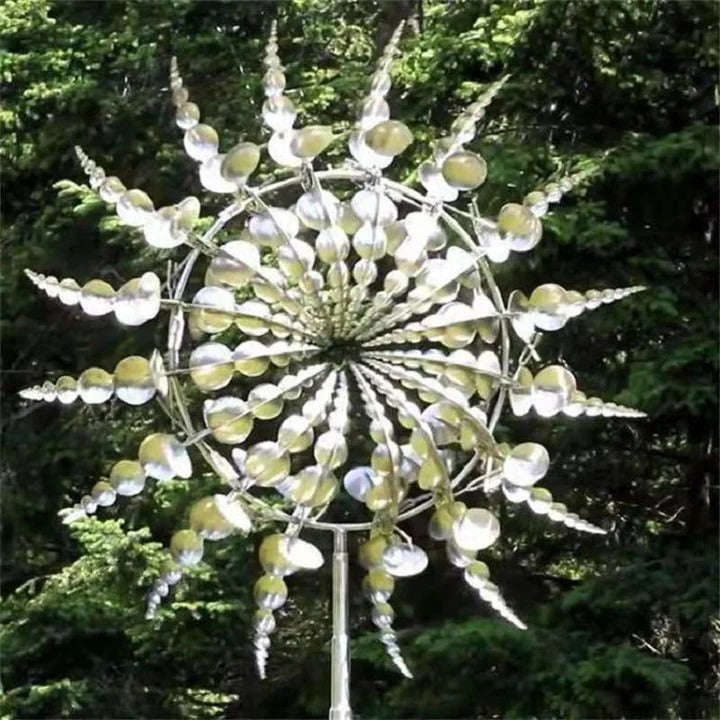 Outdoor Metal Garden Sculpture Kinetic Wind Spinner Large - Lenila