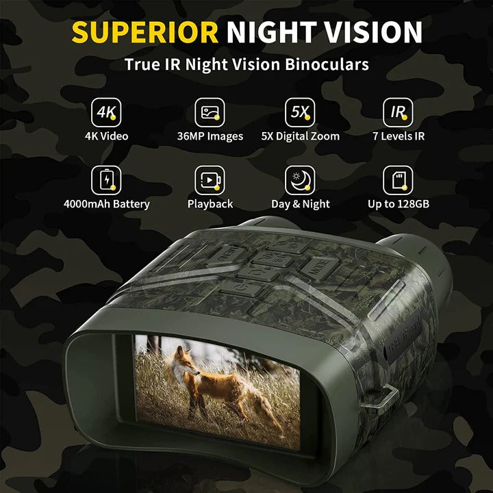 Long-Range Binoculars with True Night Vision for Hunting and