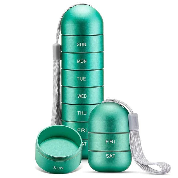 Pill Organizer Box Aluminum Seven-Day Travel Container