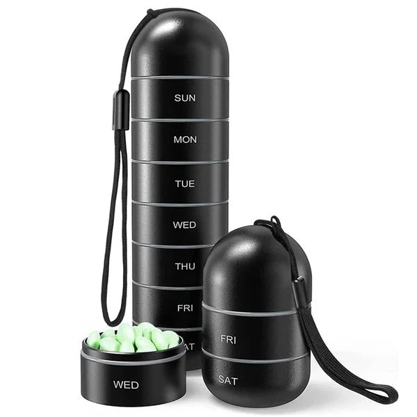 Pill Organizer Box Aluminum Seven-Day Travel Container