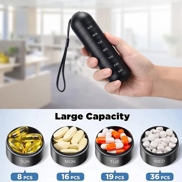Pill Organizer Box Aluminum Seven-Day Travel Container