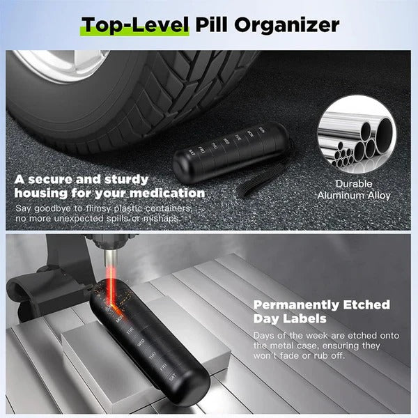 Pill Organizer Box Aluminum Seven-Day Travel Container