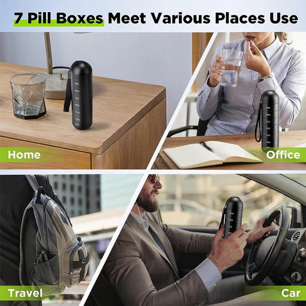 Pill Organizer Box Aluminum Seven-Day Travel Container
