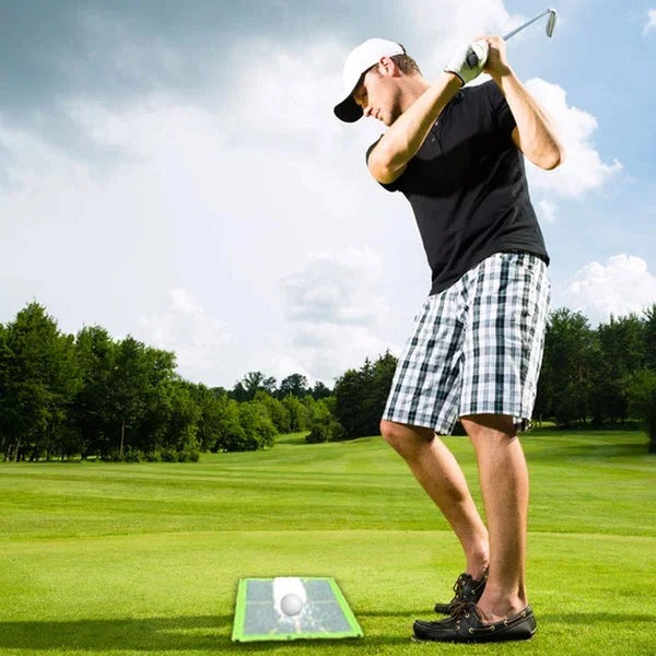 Golf Training Mat with Alignment for Swing Path and Impact