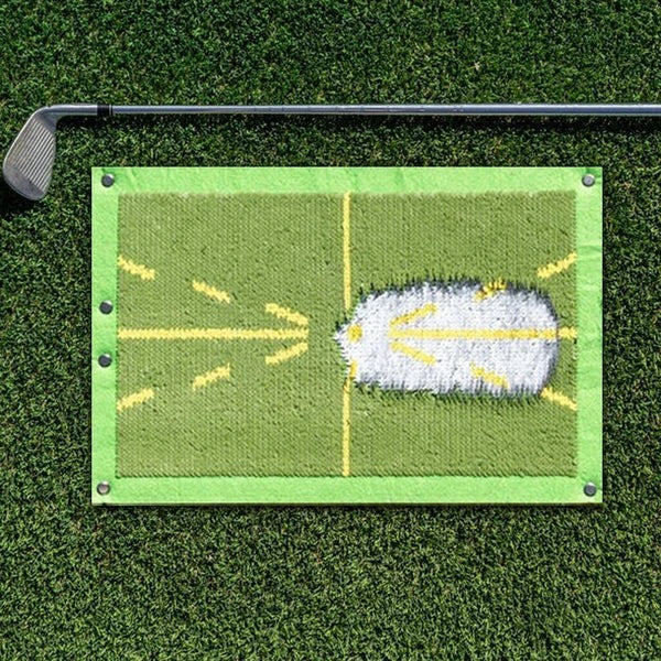 Golf Training Mat with Alignment for Swing Path and Impact