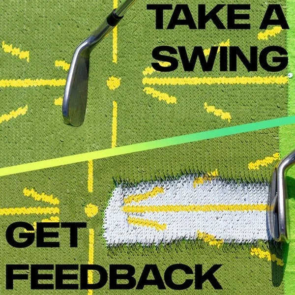 Golf Training Mat with Alignment for Swing Path and Impact