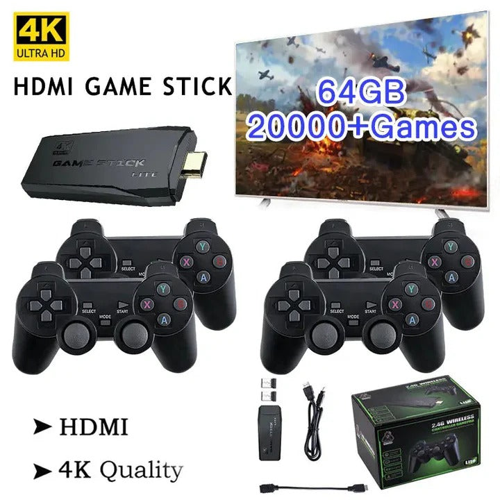 Retro Game Console 64GB 4K Hdmi Output Wireless Controllers