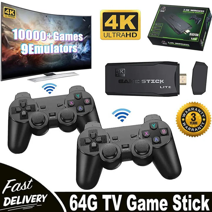 Retro Game Console 64GB 4K Hdmi Output Wireless Controllers