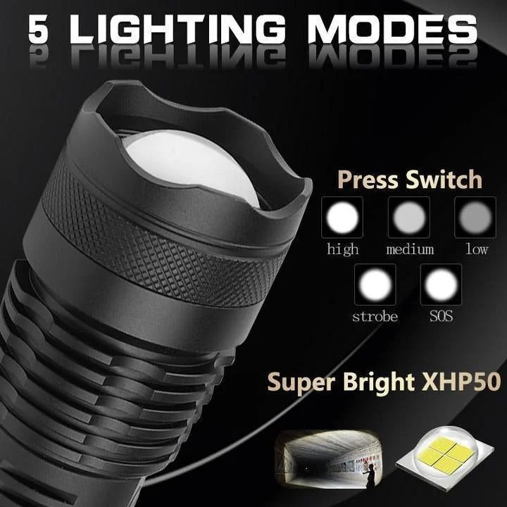 Rechargeable Tactical Flashlight LED Bright Beam