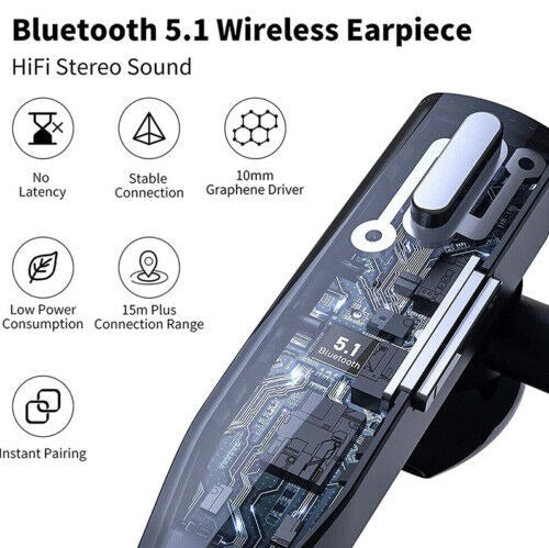 Wireless Bluetooth Headset with Dual Microphones Hands