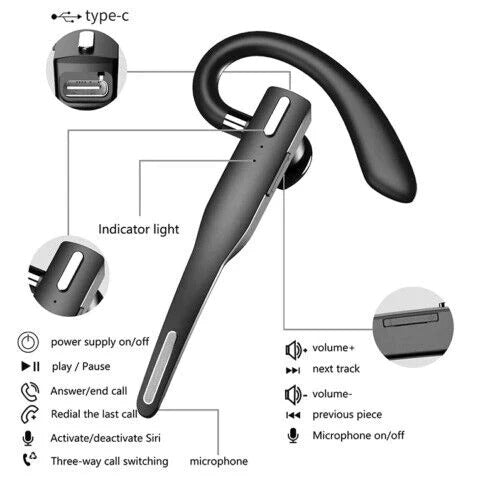 Wireless Bluetooth Headset with Dual Microphones Hands