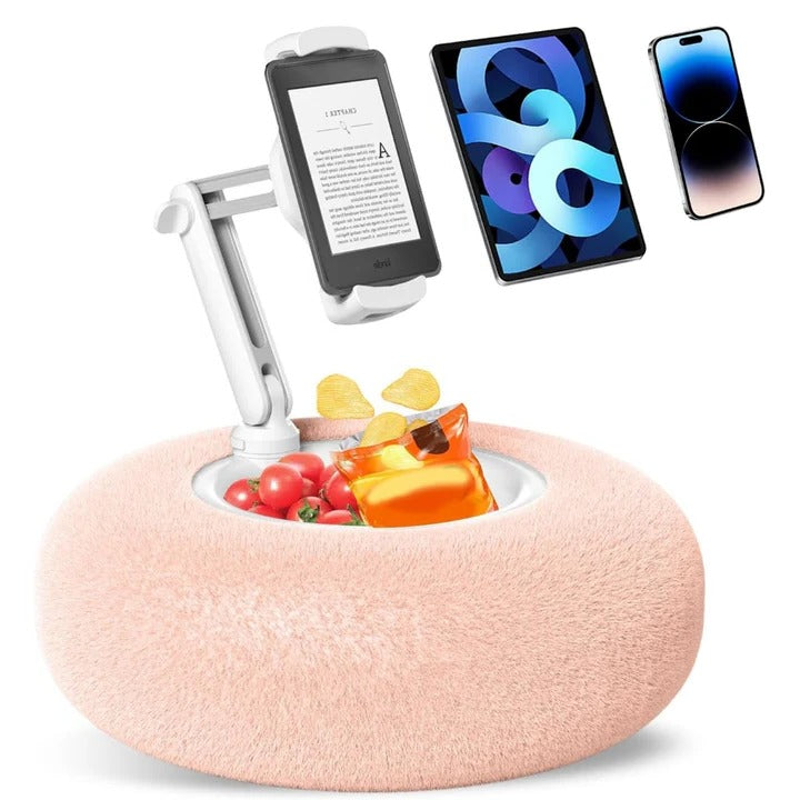 Reading Pillow Plush Fabric with Integrated Phone Holder