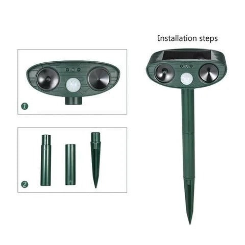 Solar Ultrasonic Pest Repeller Motion-Activated Outdoor Set