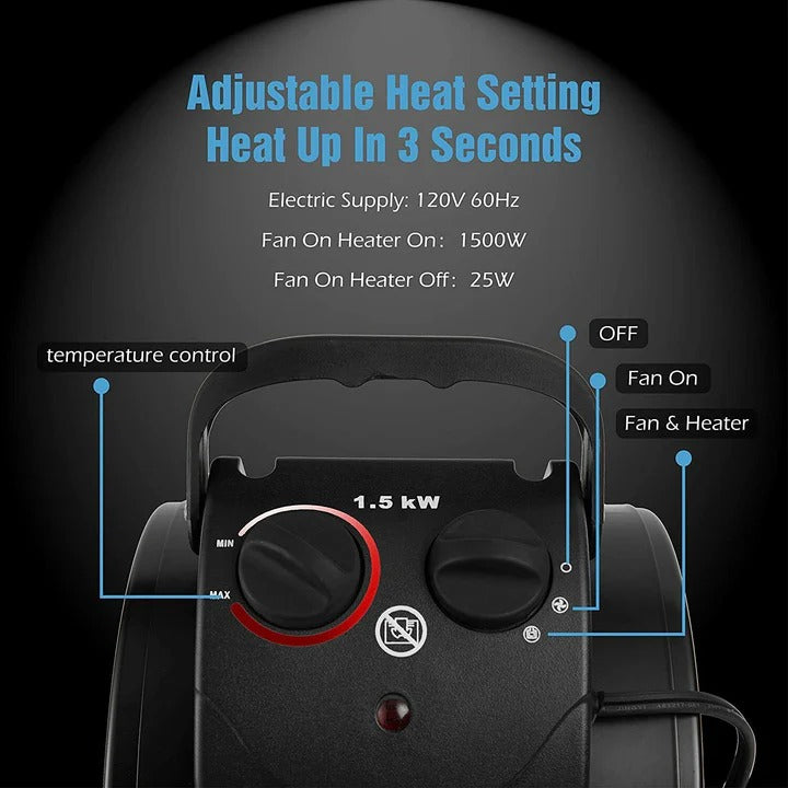 Electric Fan Heater Portable Indoor Workspace Use
