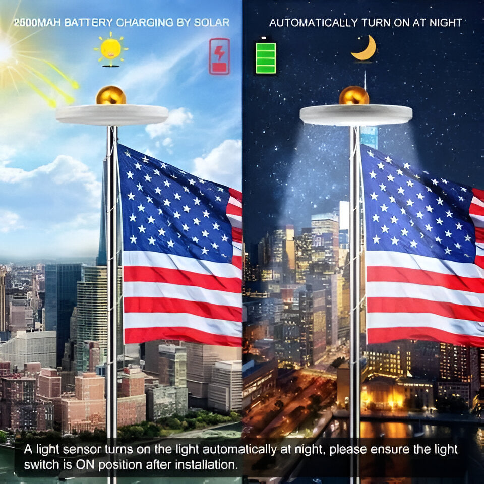 Solar LED Flagpole with Automatic Sensor