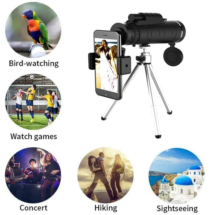 Compact Monocular Telescope with Carrying Case Portable