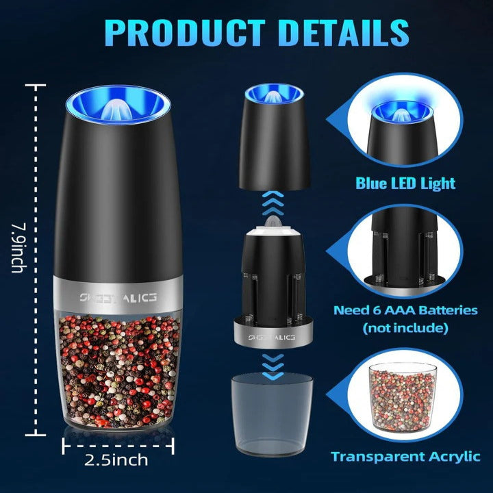 Electric Pepper Grinder and Salt Shaker Mill Set