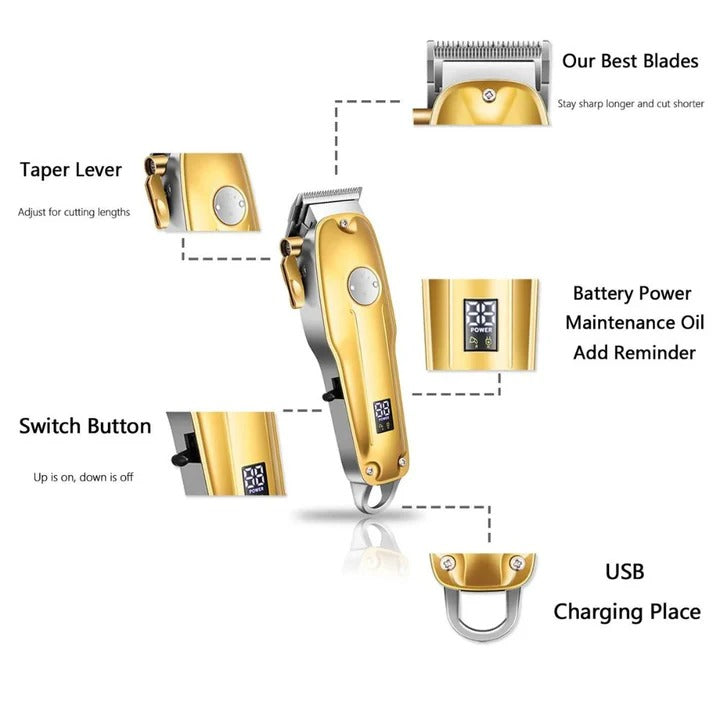Cordless Hair Clipper Set Rechargeable Adjustable Length