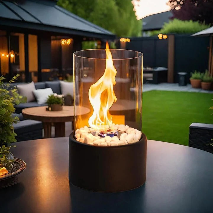 Portable Glass Table Fireplace Compact Design