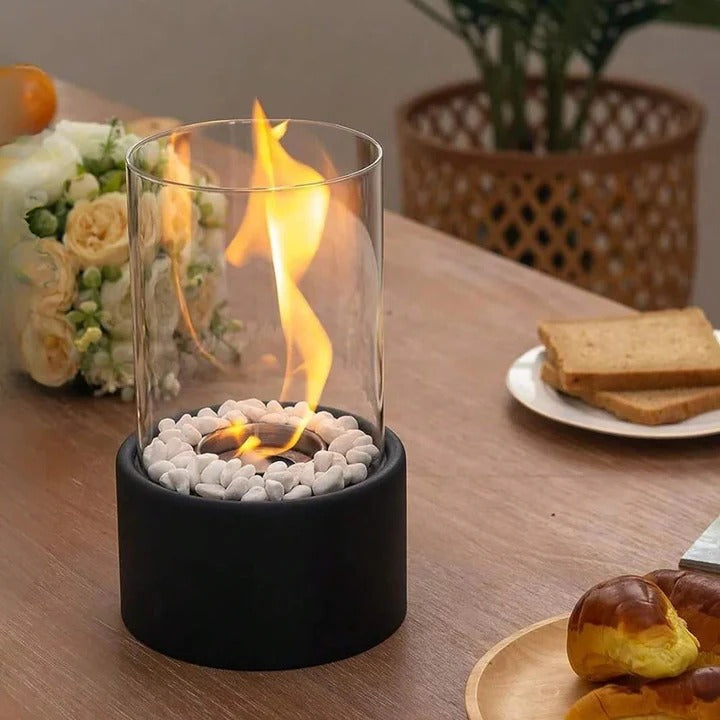 Portable Glass Table Fireplace Compact Design