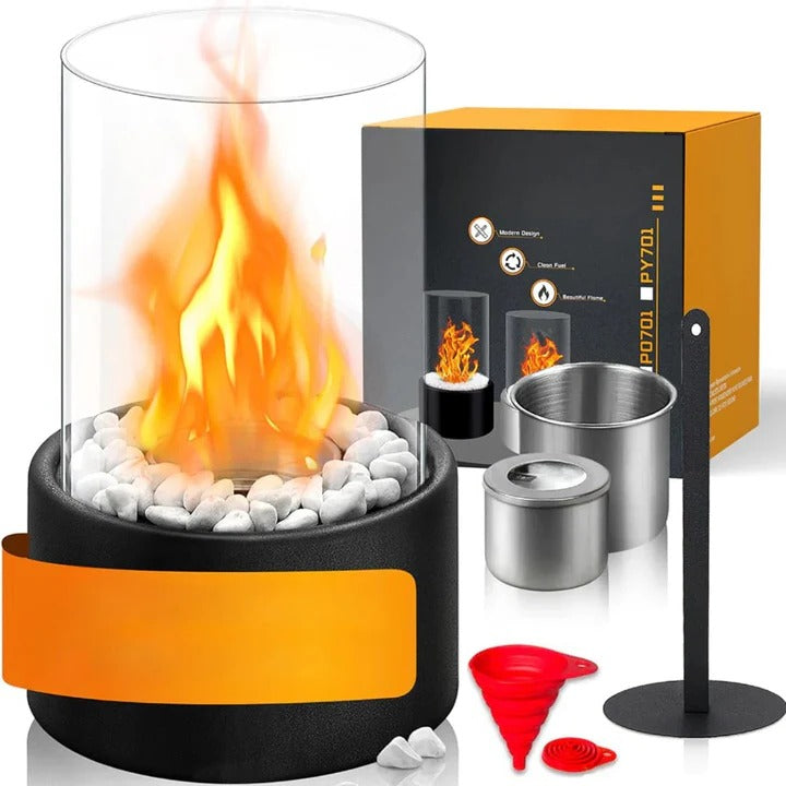 Portable Glass Table Fireplace Compact Design