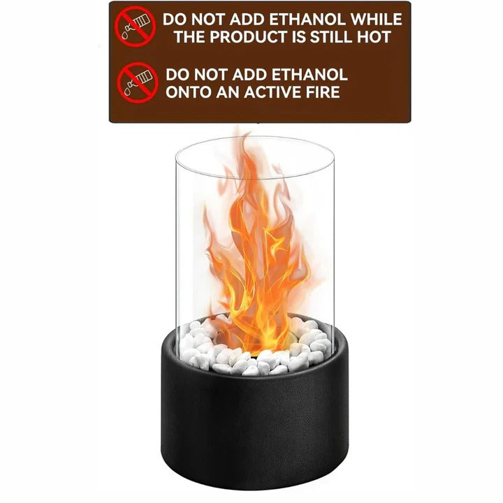 Portable Glass Table Fireplace Compact Design