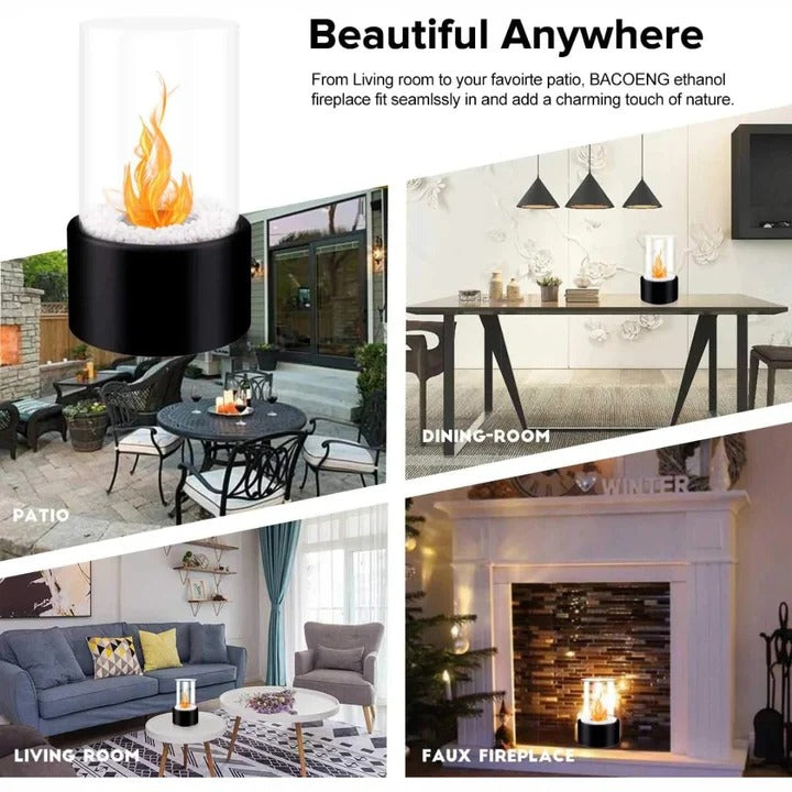 Portable Glass Table Fireplace Compact Design