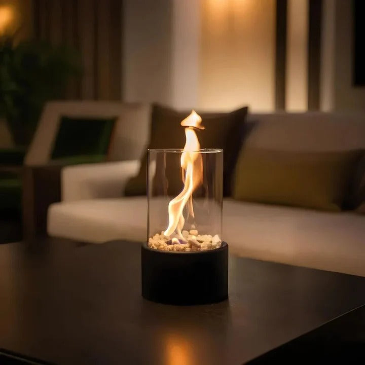 Portable Glass Table Fireplace Compact Design