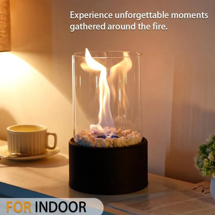 Portable Glass Table Fireplace Compact Design