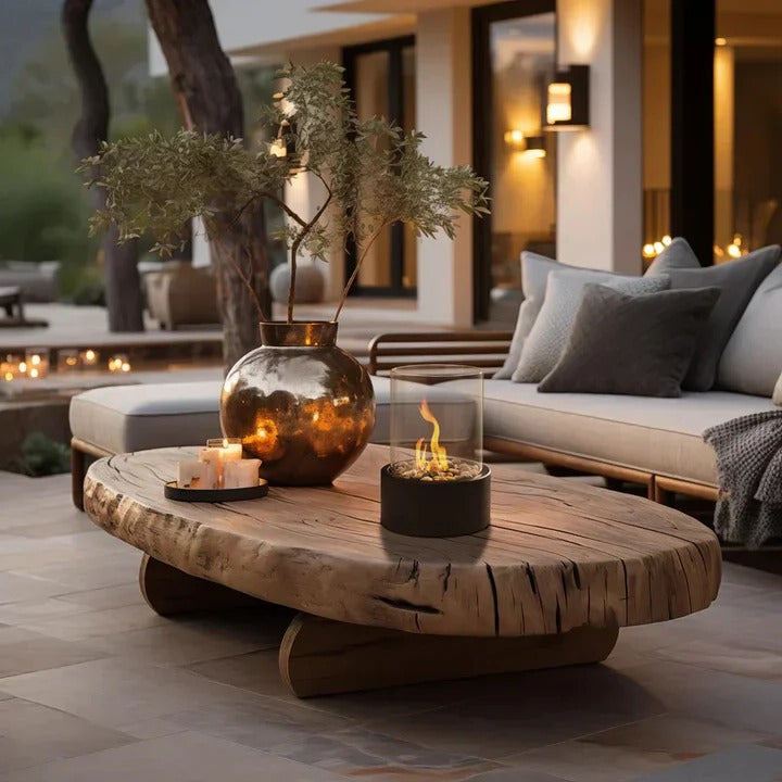 Portable Glass Table Fireplace Compact Design