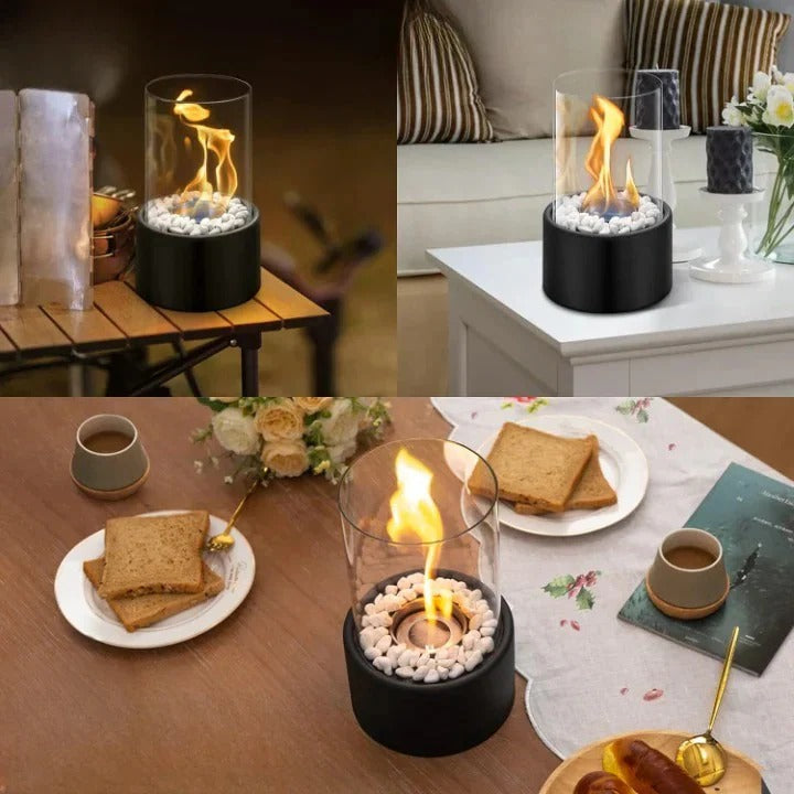 Portable Glass Table Fireplace Compact Design