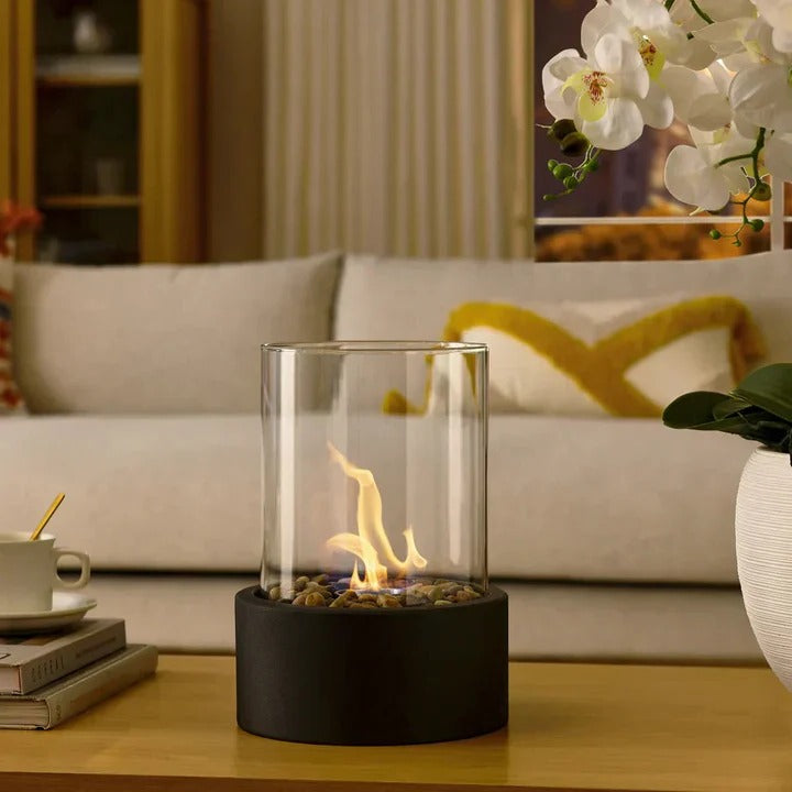 Portable Glass Table Fireplace Compact Design