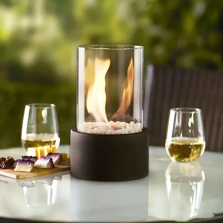 Portable Glass Table Fireplace Compact Design