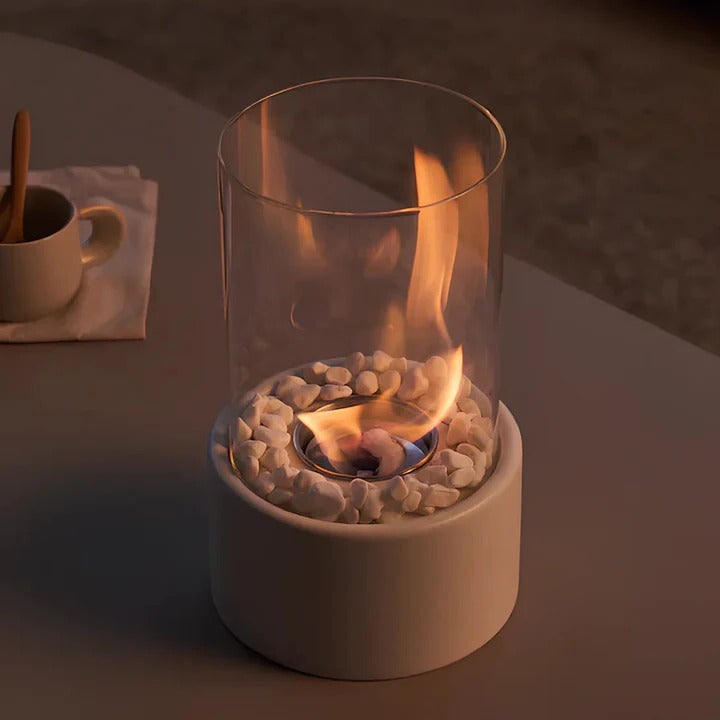 Portable Glass Table Fireplace Compact Design