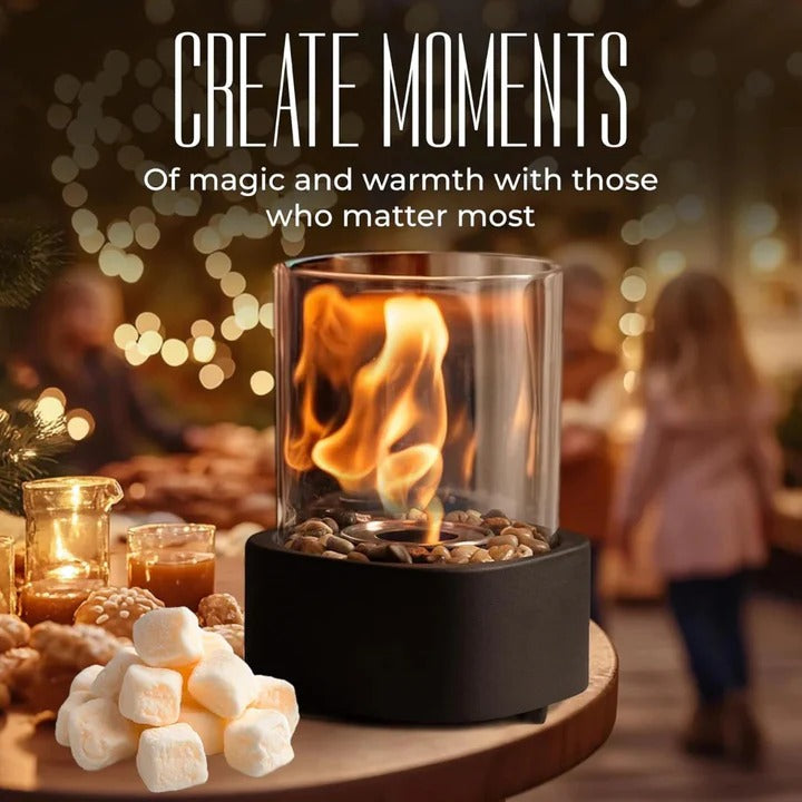 Portable Glass Table Fireplace Compact Design
