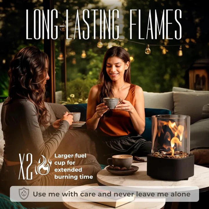 Portable Glass Table Fireplace Compact Design