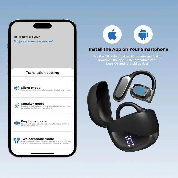 Wireless Translator Earbuds Portable Compact Design