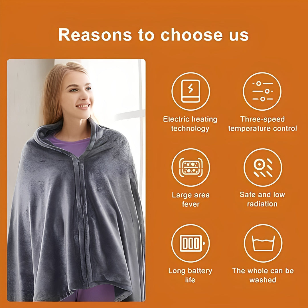 Portable Electric Heated Shawl USB Rechargeable