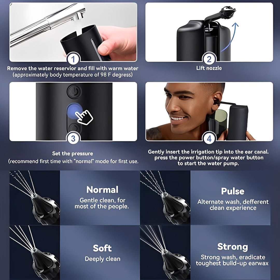 Water-Based Ear Cleaning System with Soft Tip