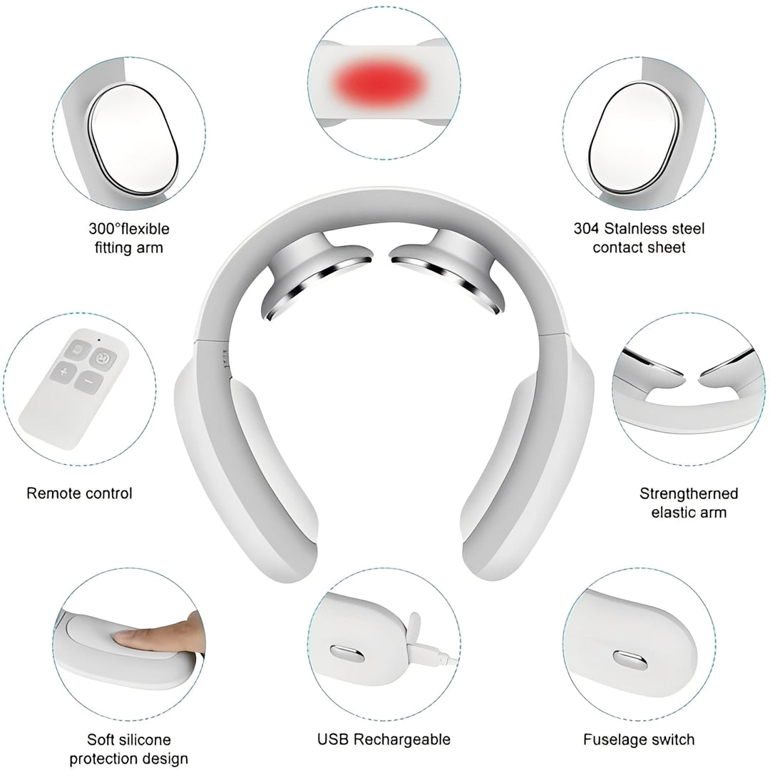 Portable Neck Massager with Pulse and Heat Features