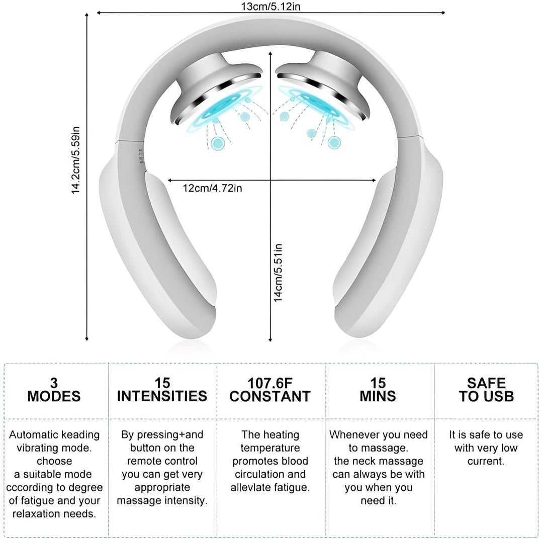 Portable Neck Massager with Pulse and Heat Features