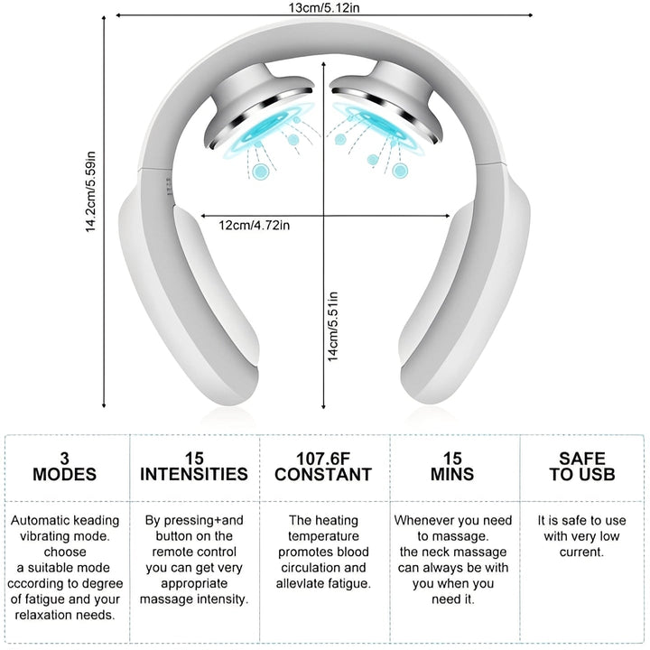 Portable Neck Massager with Pulse and Heat Features