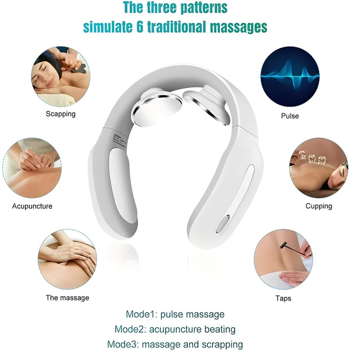 Portable Neck Massager with Pulse and Heat Features