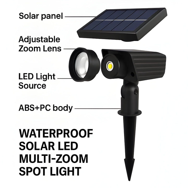 Solar Powered Spot with Adjustable Zoom Function