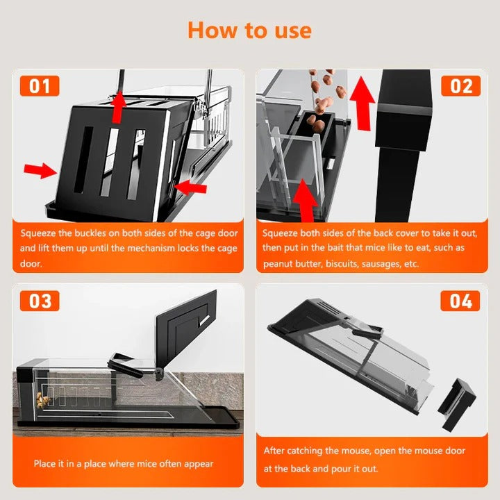 Automatic Mouse Trap Cage with Pressure-Activated Trigger