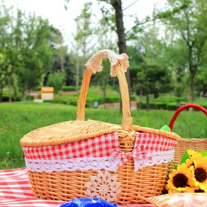 Unisex Picnic Basket Wicker with Washable Cotton Liner - Lenila