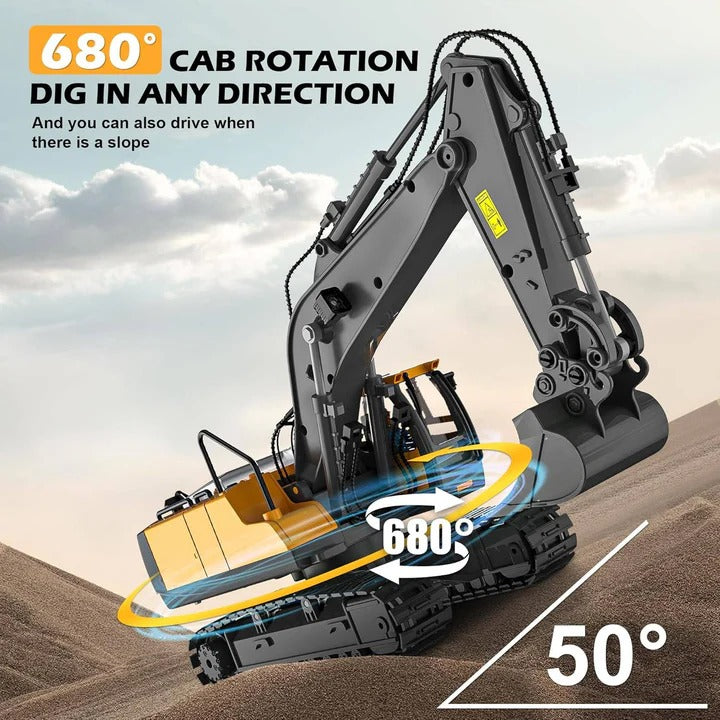Kids Remote Control Excavator Bulldozer and Dump Truck Set 4WD