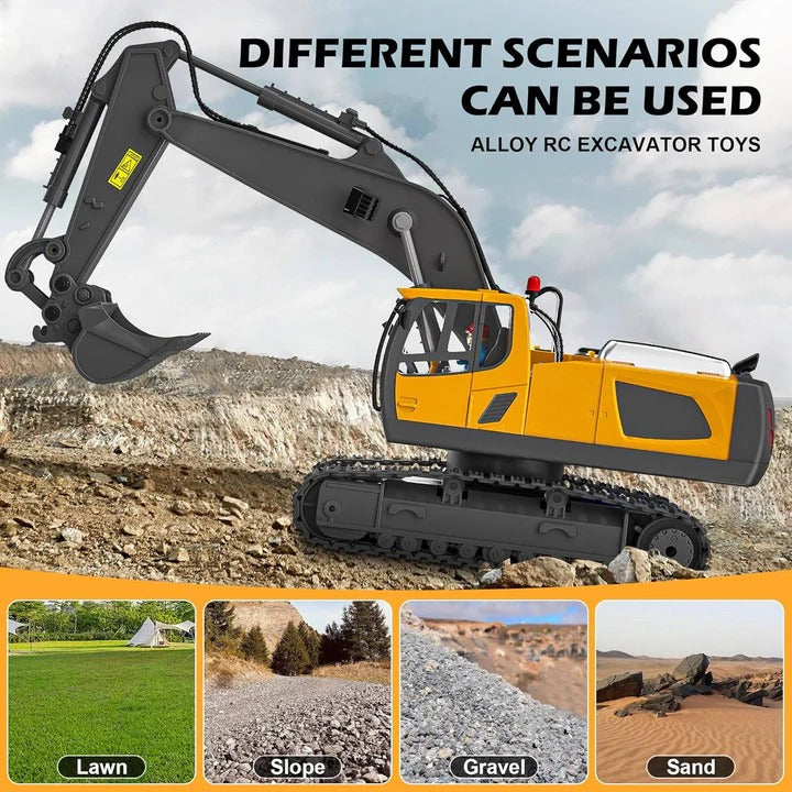 Kids Remote Control Excavator Bulldozer and Dump Truck Set 4WD