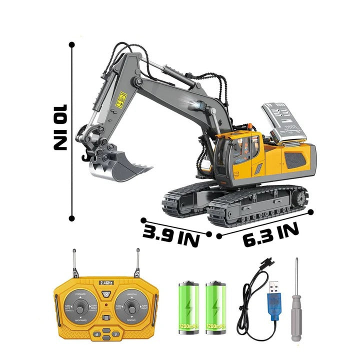 Kids Remote Control Excavator Bulldozer and Dump Truck Set 4WD